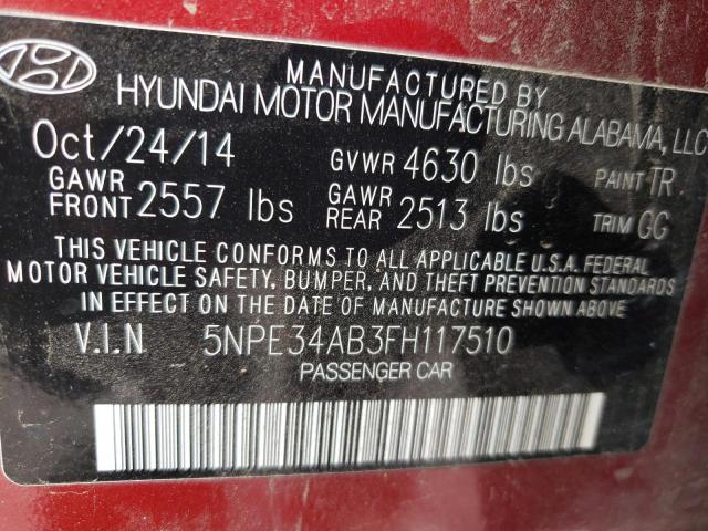 Photo 10 from auction – 2015 HYUNDAI SONATA SPO with VIN 5NPE34AB3FH117510