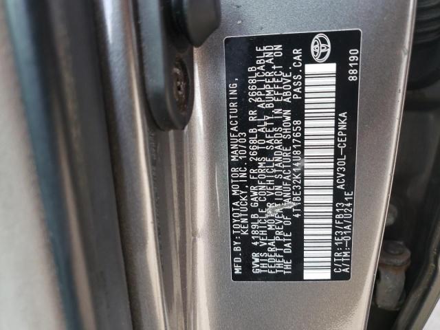 Photo 10 from auction – 2004 TOYOTA CAMRY LE with VIN 4T1BE32K14U817658