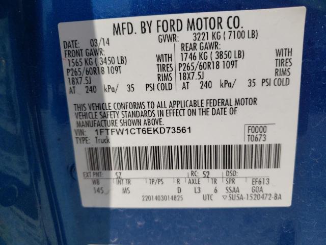 Photo 10 from auction – 2014 FORD F150 SUPER with VIN 1FTFW1CT6EKD73561