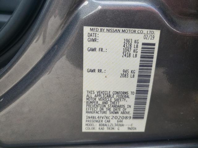 Photo 10 from auction – 2019 NISSAN ALTIMA PLA with VIN 1N4BL4FV7KC202089