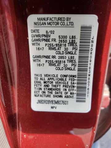 Photo 10 from auction – 2003 NISSAN PATHFINDER with VIN JN8DR09Y83W807601