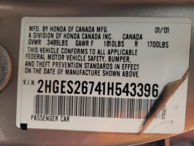 Photo 10 from auction – 2001 HONDA CIVIC EX with VIN 2HGES26741H543396