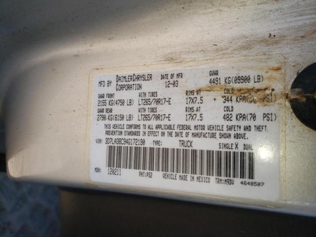 Photo 10 from auction – 2004 DODGE RAM 3500 S with VIN 3D7LA38C94G172190