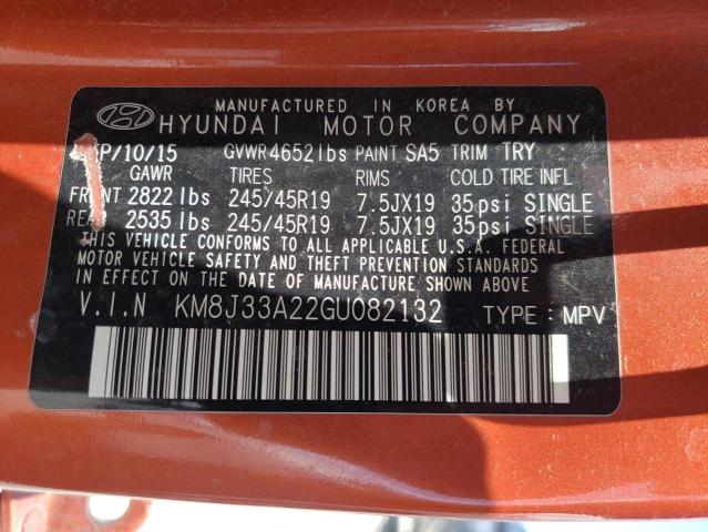 Photo 10 from auction – 2016 HYUNDAI TUCSON LIM with VIN KM8J33A22GU082132