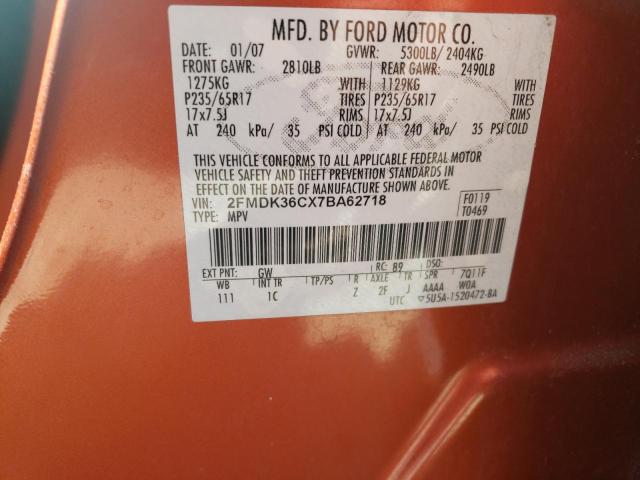 Photo 10 from auction – 2007 FORD EDGE SE with VIN 2FMDK36CX7BA62718