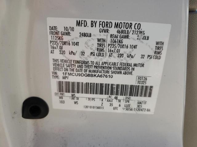 Photo 10 from auction – 2011 FORD ESCAPE XLT with VIN 1FMCU9DG8BKA67610