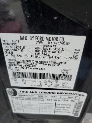 Zdjęcie 10 z aukcji – 2012 FORD F150 SUPER z VIN 1FTFW1E63CFA66362