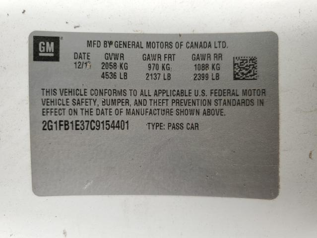 Photo 10 from auction – 2012 CHEVROLET CAMARO LT with VIN 2G1FB1E37C9154401