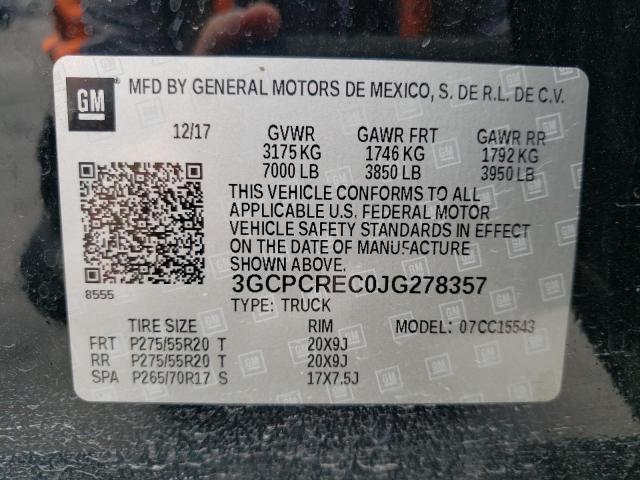 Photo 10 from auction – 2018 CHEVROLET SILVERADO with VIN 3GCPCREC0JG278357