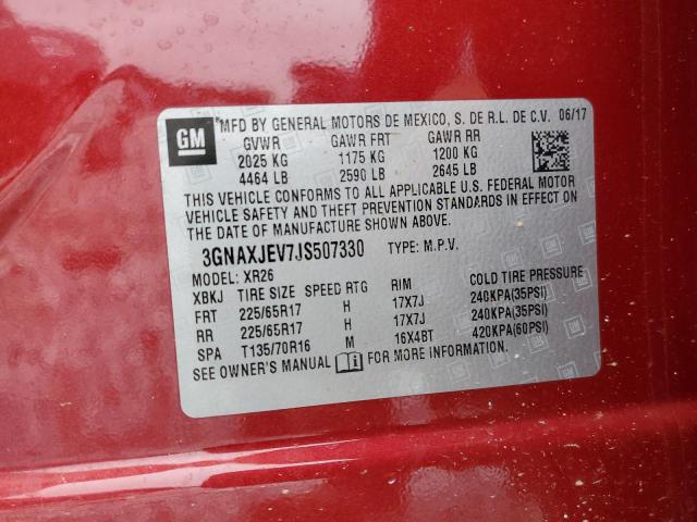 Photo 10 from auction – 2018 CHEVROLET EQUINOX LT with VIN 3GNAXJEV7JS507330