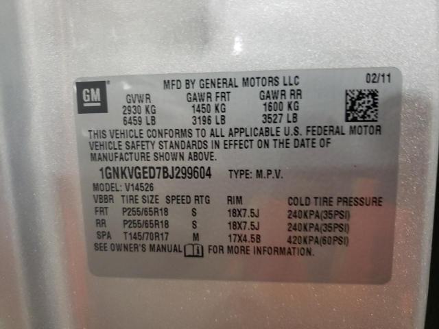 Photo 10 from auction – 2011 CHEVROLET TRAVERSE L with VIN 1GNKVGED7BJ299604