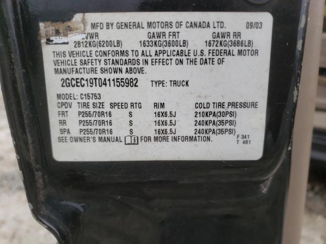 Photo 10 from auction – 2004 CHEVROLET SILVERADO with VIN 2GCEC19T041155982