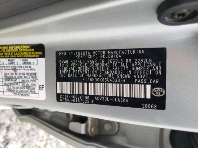 Photo 10 from auction – 2005 TOYOTA CAMRY LE with VIN 4T1BE30K85U403054