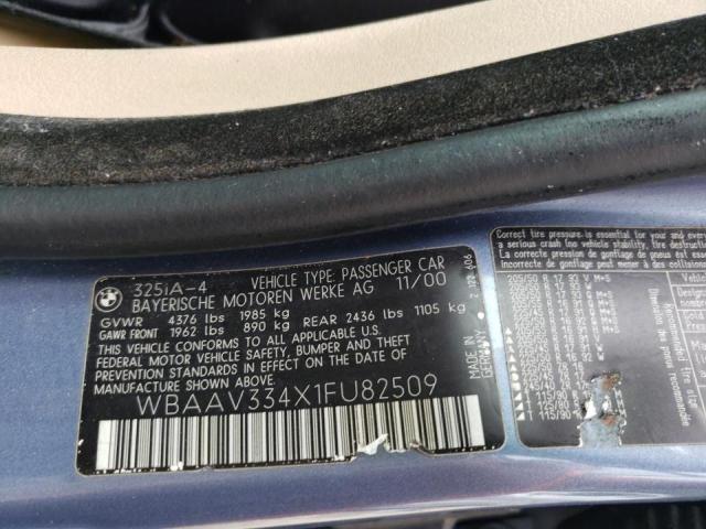 Photo 10 from auction – 2001 BMW 325I with VIN WBAAV334X1FU82509