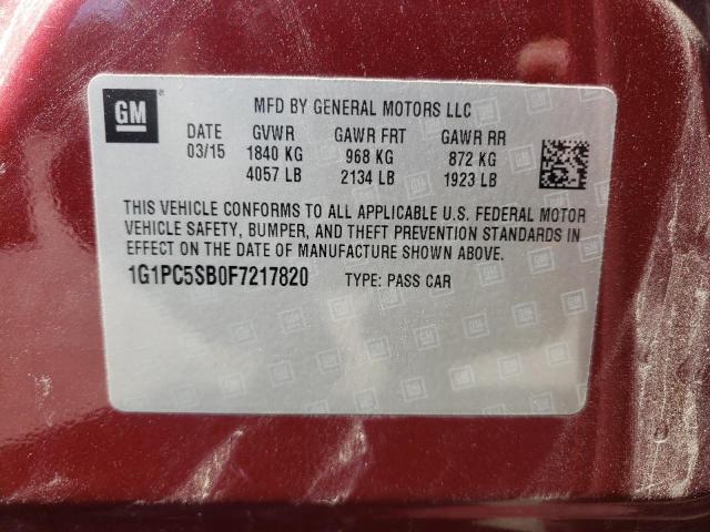 Photo 10 from auction – 2015 CHEVROLET CRUZE LT with VIN 1G1PC5SB0F7217820