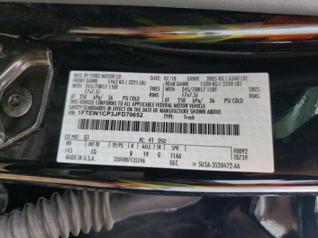 Photo 10 from auction – 2018 FORD F150 SUPER with VIN 1FTEW1CP3JFD70652