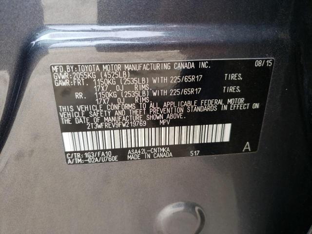 Photo 10 from auction – 2015 TOYOTA RAV4 XLE with VIN 2T3WFREV9FW219769