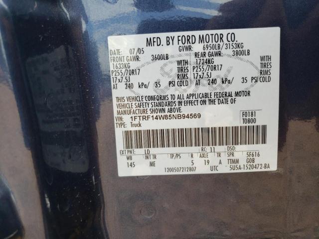 Photo 10 from auction – 2005 FORD F150 with VIN 1FTRF14W85NB94569