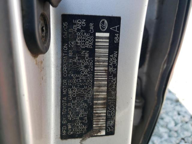 Photo 10 from auction – 2005 LEXUS ES 330 with VIN JTHBA30G255122601