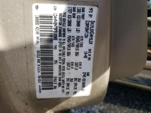 Photo 10 from auction – 2003 DODGE DURANGO SL with VIN 1D4HR48N73F518305