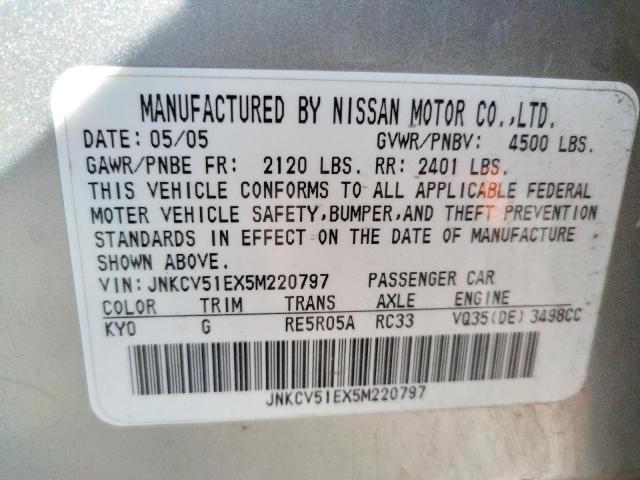 Photo 10 from auction – 2005 INFINITI G35 with VIN JNKCV51EX5M220797