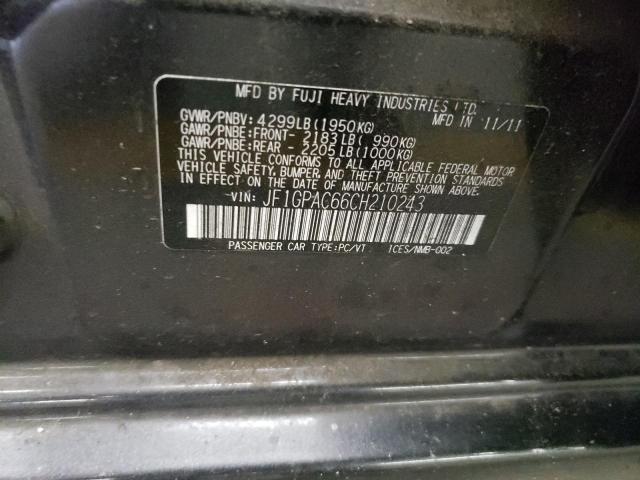 Photo 10 from auction – 2012 SUBARU IMPREZA PR with VIN JF1GPAC66CH210243