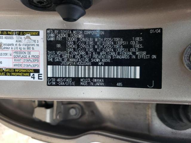 Photo 10 from auction – 2004 TOYOTA HIGHLANDER with VIN JTEGP21A140020465