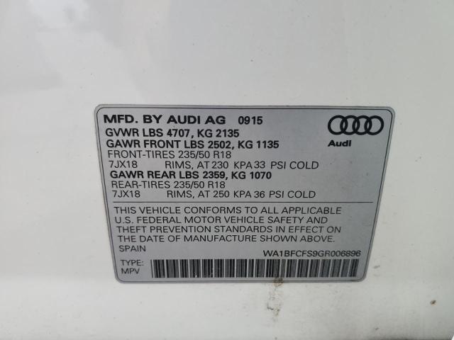 Photo 10 from auction – 2016 AUDI Q3 PREMIUM with VIN WA1BFCFS9GR006896