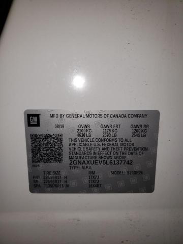 Photo 10 from auction – 2020 CHEVROLET EQUINOX LT with VIN 2GNAXUEV5L6137742