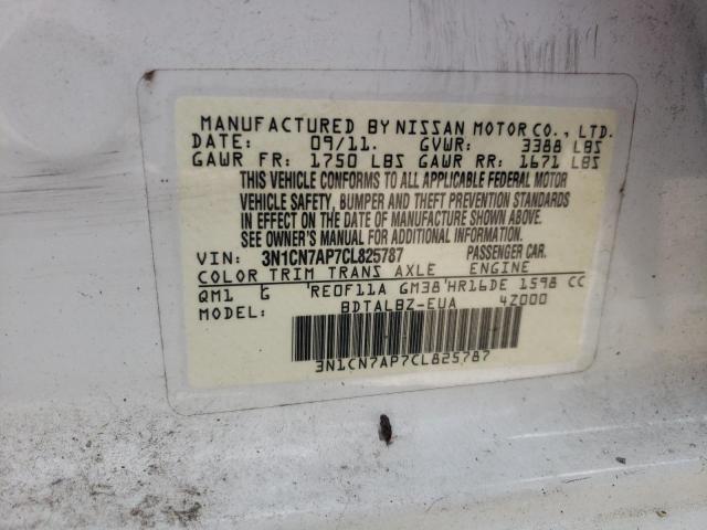 Photo 10 from auction – 2012 NISSAN VERSA S with VIN 3N1CN7AP7CL825787