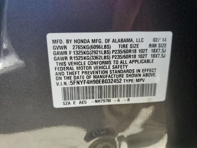 Photo 10 from auction – 2014 HONDA PILOT TOUR with VIN 5FNYF4H90EB032452