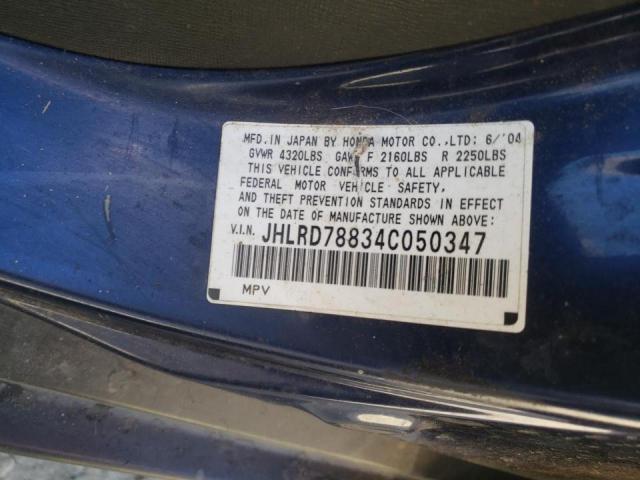 Photo 10 from auction – 2004 HONDA CR-V EX with VIN JHLRD78834C050347