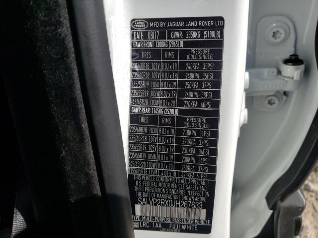 Photo 10 from auction – 2018 LAND ROVER RANGE ROVE with VIN SALVP2RX0JH267633
