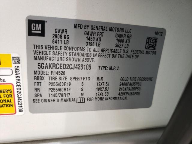 Photo 10 from auction – 2012 BUICK ENCLAVE with VIN 5GAKRCED2CJ423108