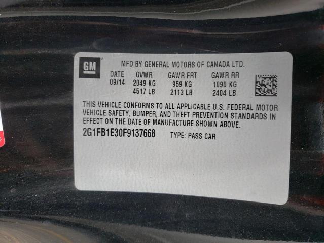Photo 10 from auction – 2015 CHEVROLET CAMARO LS with VIN 2G1FB1E30F9137668