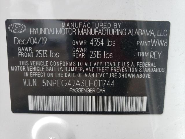 Photo 10 from auction – 2020 HYUNDAI SONATA SE with VIN 5NPEG4JA3LH011744