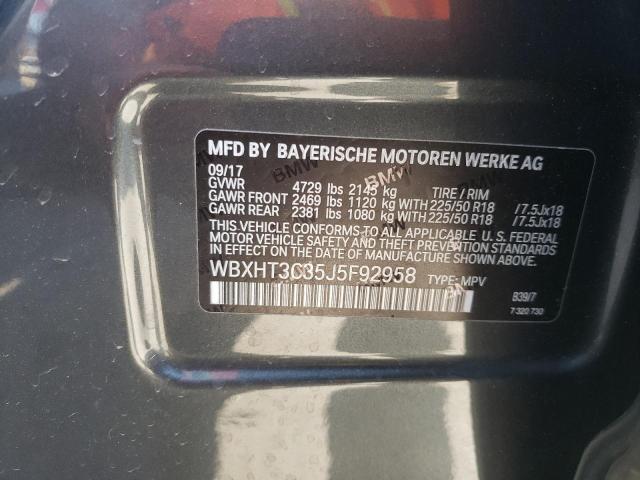 Photo 10 from auction – 2018 BMW X1 XDRIVE2 with VIN WBXHT3C35J5F92958