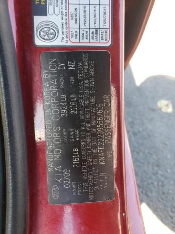 Photo 10 from auction – 2009 KIA SPECTRA EX with VIN KNAFE222395667616