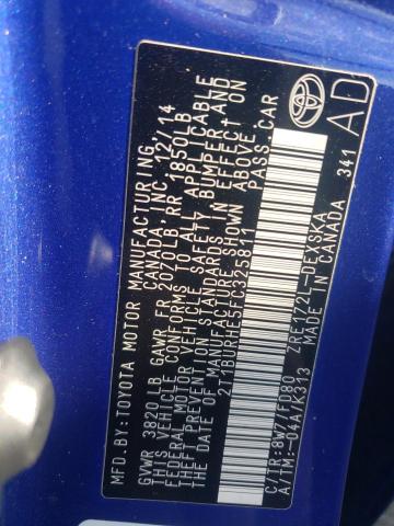 Photo 10 from auction – 2015 TOYOTA COROLLA L with VIN 2T1BURHE5FC325811
