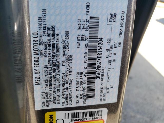 Photo 10 from auction – 2013 FORD FUSION S with VIN 3FA6P0G7XDR154204
