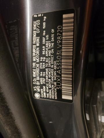 Photo 10 from auction – 2003 BMW X5 3.0I with VIN 5UXFA53503LV98720