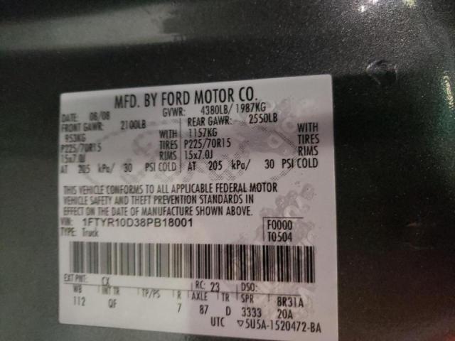 Photo 10 from auction – 2008 FORD RANGER with VIN 1FTYR10D38PB18001