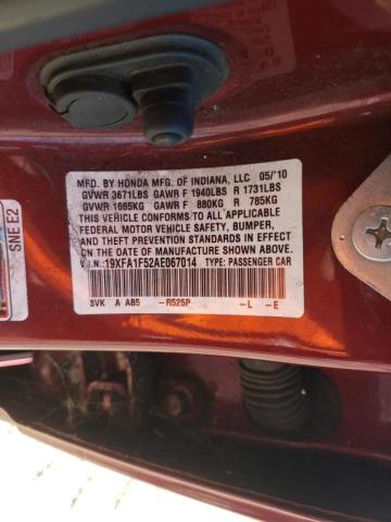 Photo 10 from auction – 2010 HONDA CIVIC LX with VIN 19XFA1F52AE067014
