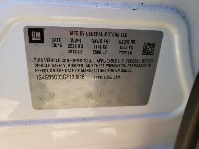 Photo 10 from auction – 2016 BUICK LACROSSE with VIN 1G4GB5G33GF130816
