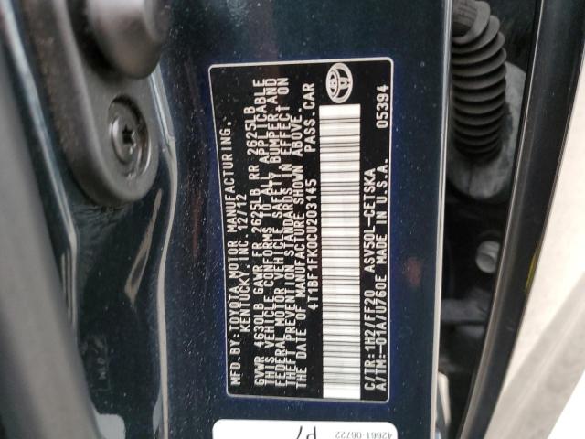 Photo 10 from auction – 2012 TOYOTA CAMRY BASE with VIN 4T1BF1FK0CU203145