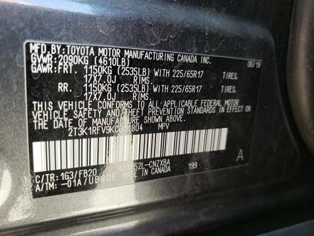 Photo 10 from auction – 2019 TOYOTA RAV4 LE with VIN 2T3K1RFV9KC011804