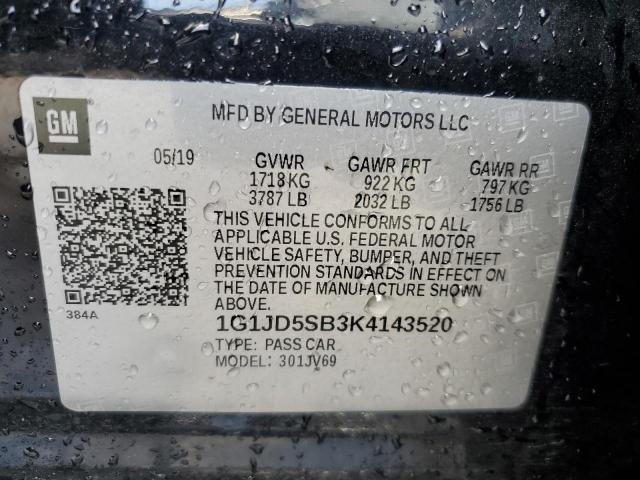 Photo 10 from auction – 2019 CHEVROLET SONIC LT with VIN 1G1JD5SB3K4143520