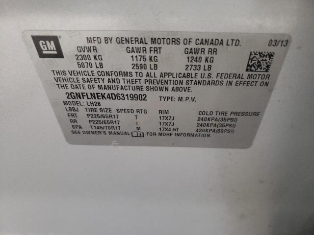 Photo 10 from auction – 2013 CHEVROLET EQUINOX LT with VIN 2GNFLNEK4D6319902