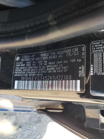 Photo 10 from auction – 2002 BMW 330 I with VIN WBAEV53452KM22188