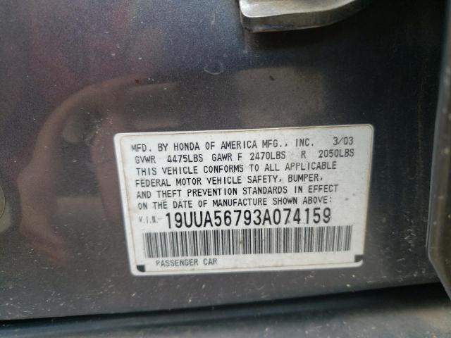 Photo 10 from auction – 2003 ACURA 3.2TL with VIN 19UUA56793A074159